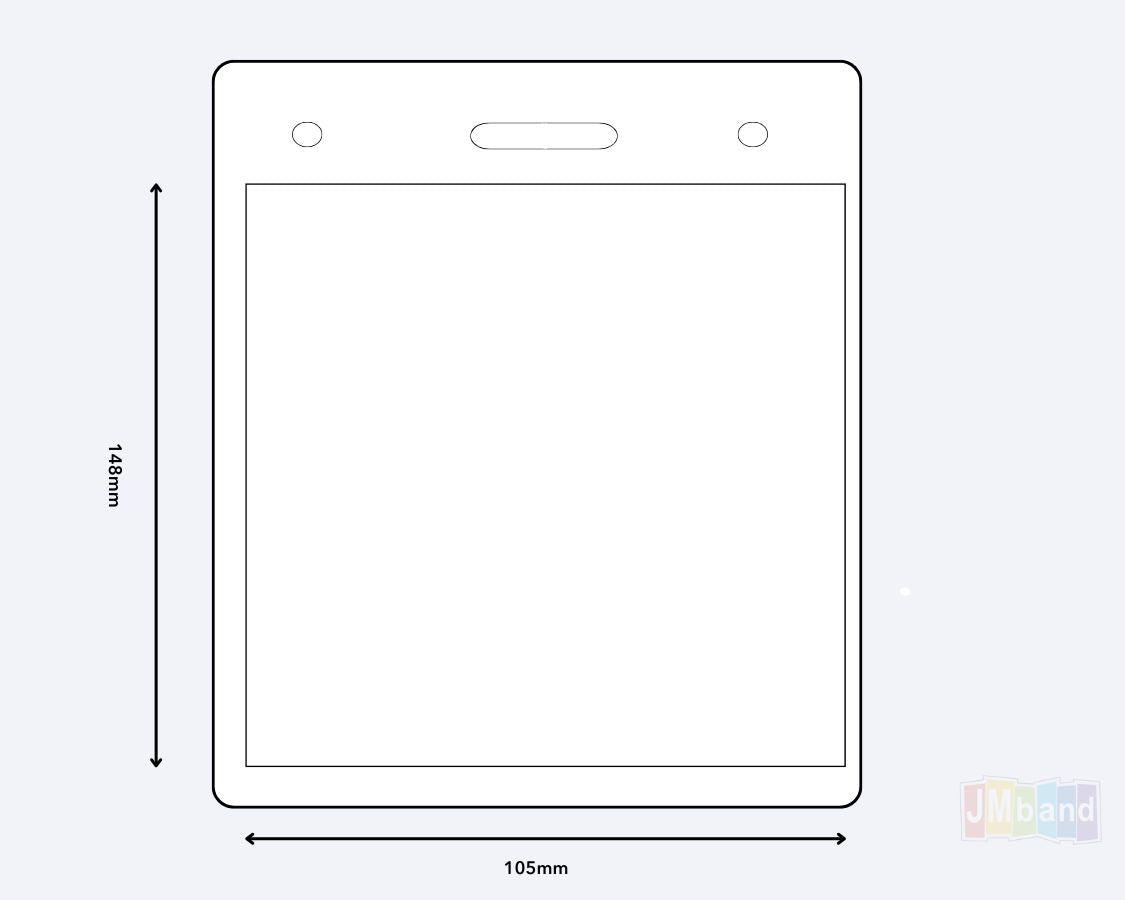 A photo of Lanyard Pouches for Business Cards in Stock from JM Band®. Purchase Accessories in 105 X 148 (A6) vertical here.