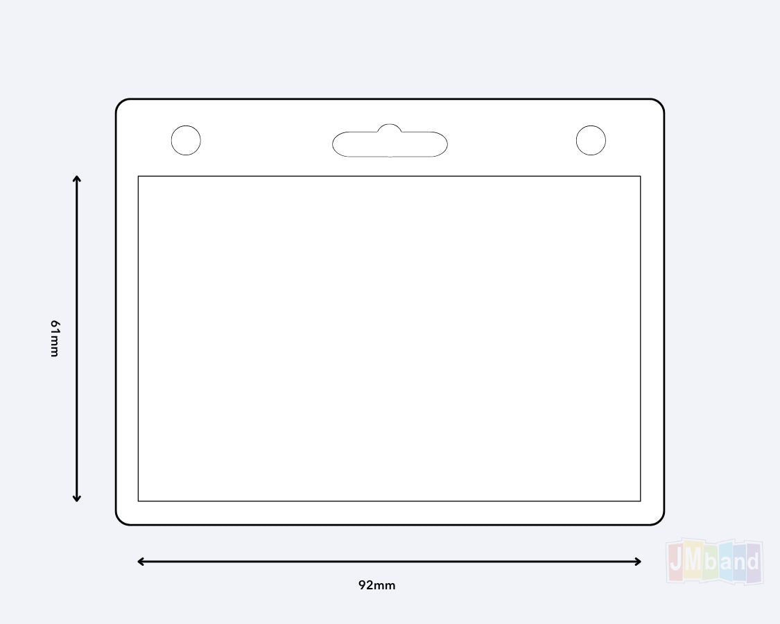 A photo of Lanyard Pouches for Business Cards in Stock from JM Band®. Purchase Accessories in 92 X 61 horizontal here.