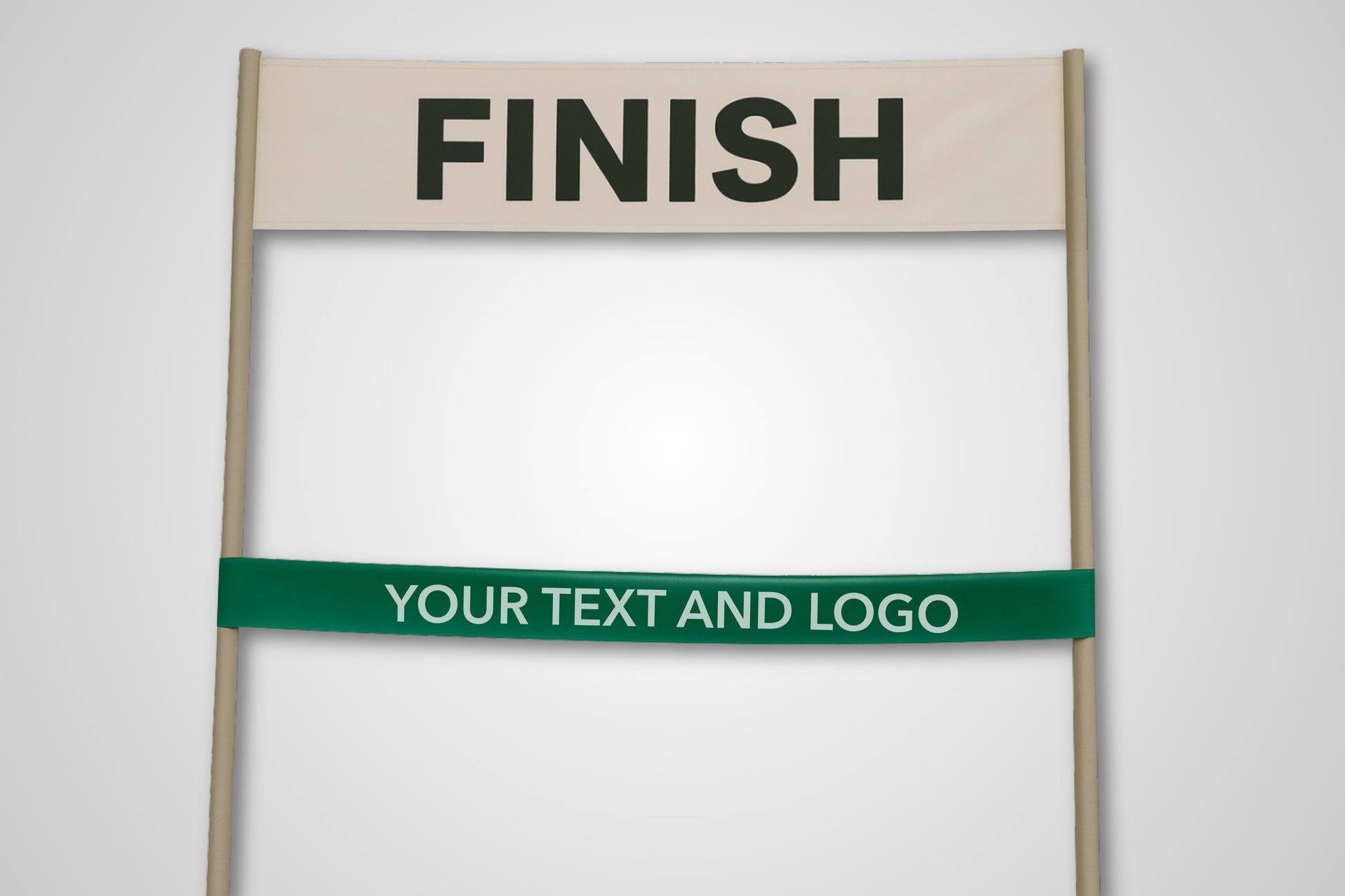 A photo of Finish Line Ribbon with Print from JM Band®. Purchase ribbon in White here.