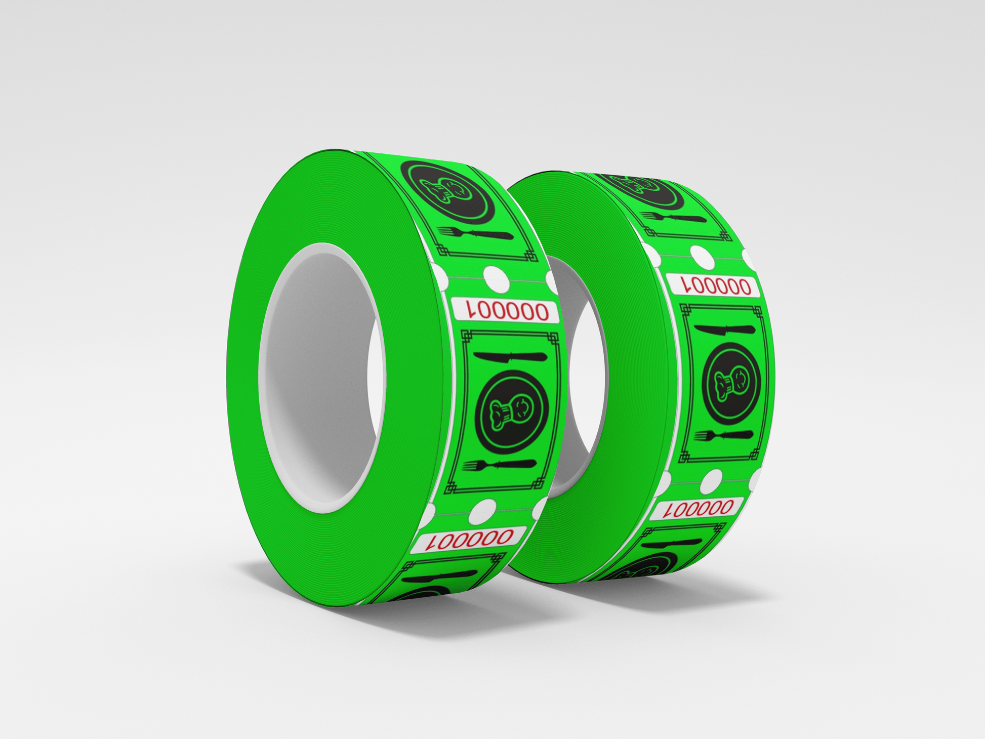 Food Tickets Roll 1000 X 1 Tickets JM Band® 1 Food Roll - Green