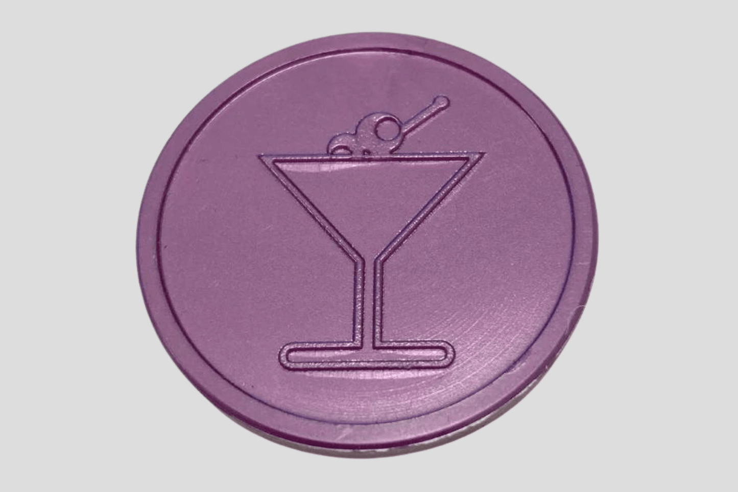 Embossed Plastic Tokens in Stock Tokens JM Band® 1 Cocktail Purple