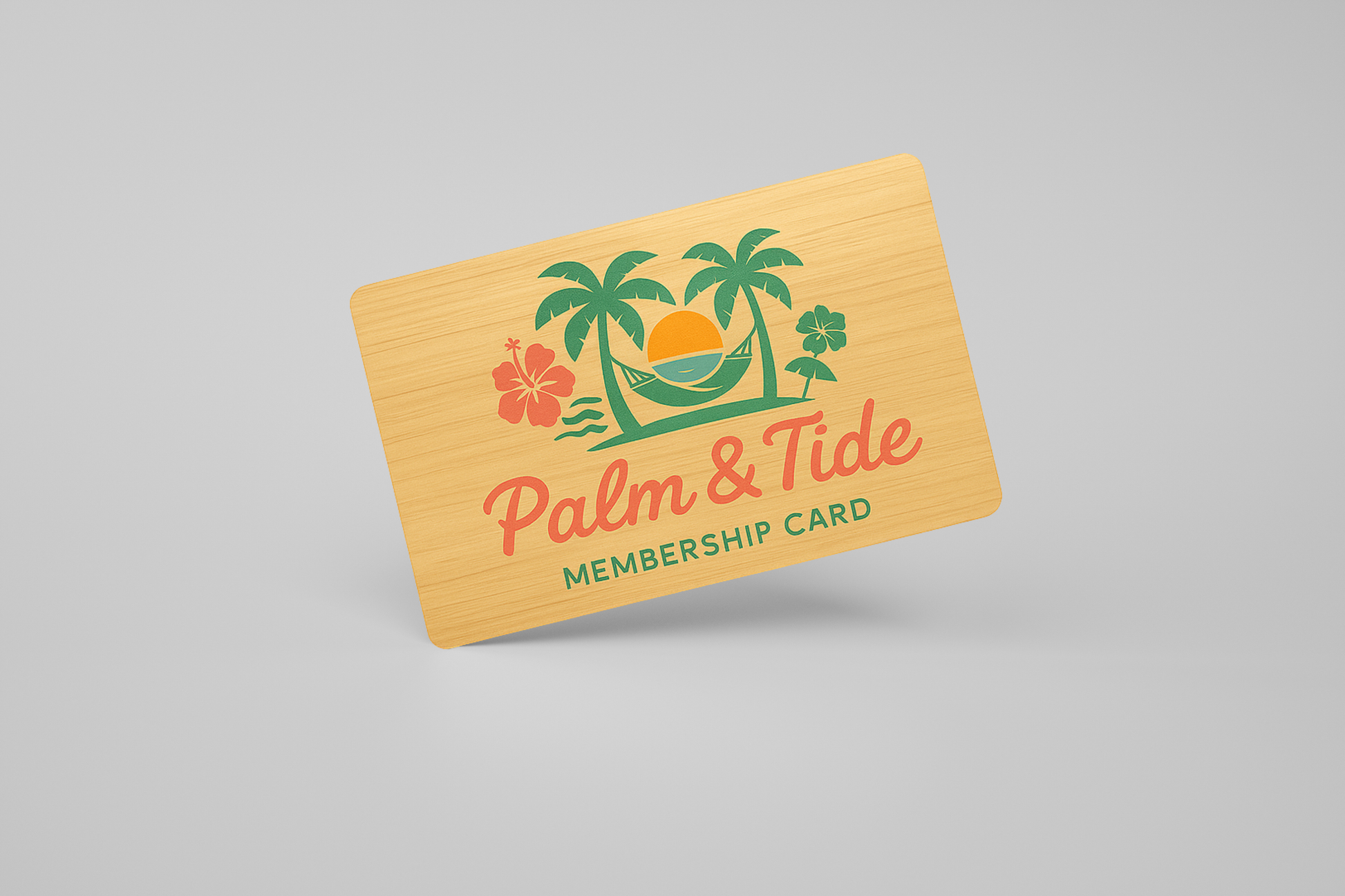 A photo of a wood card with RFID and color print