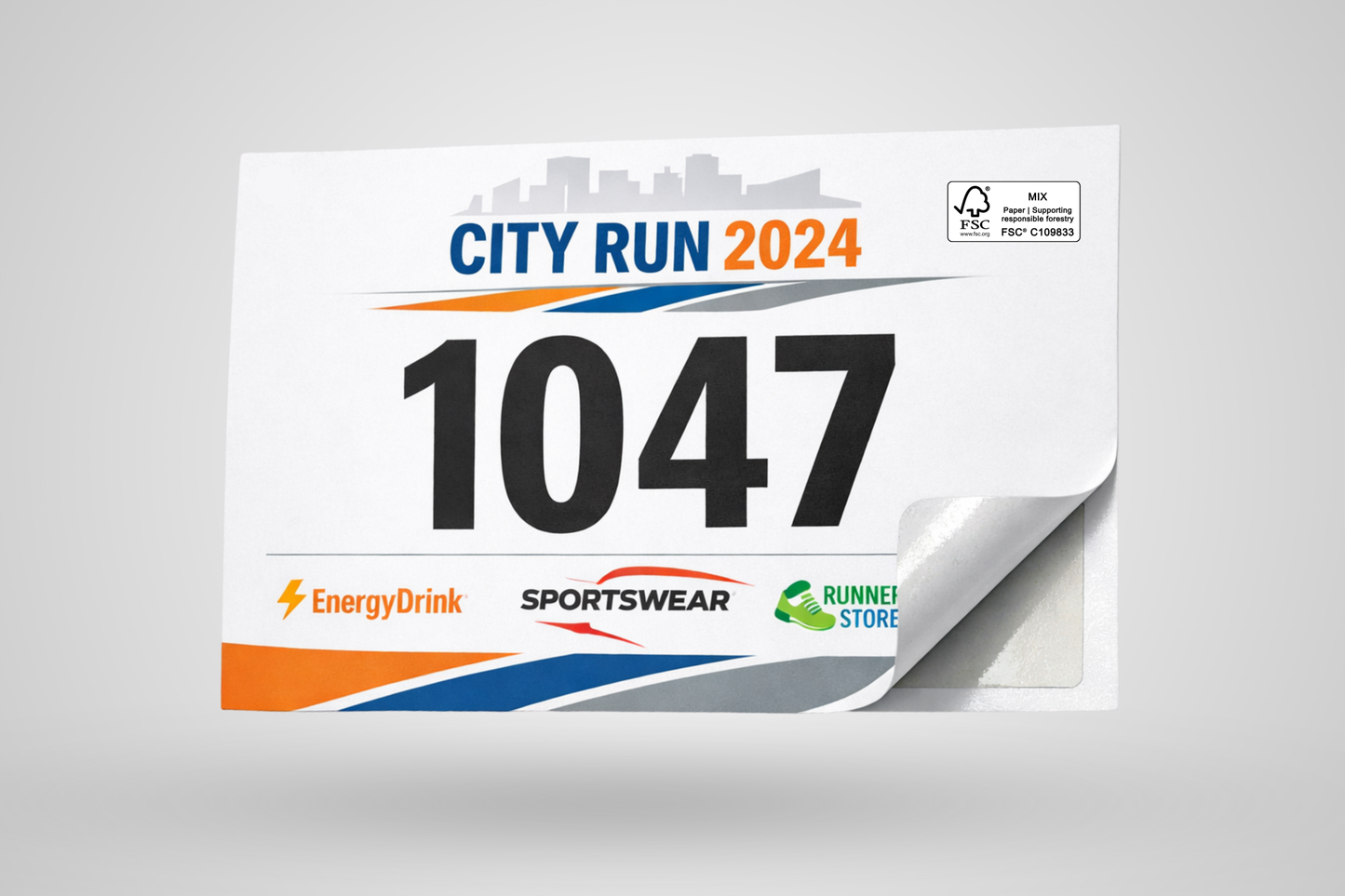 Samoljepljivi trkaći brojevi s tiskom i FSC certifikatom tvrtke JM Band®