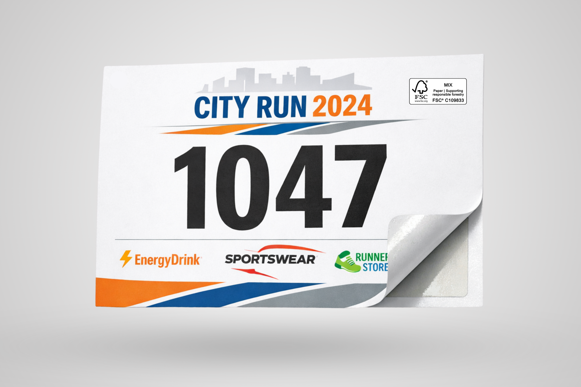 Samoljepljivi trkaći brojevi s tiskom i FSC certifikatom tvrtke JM Band®