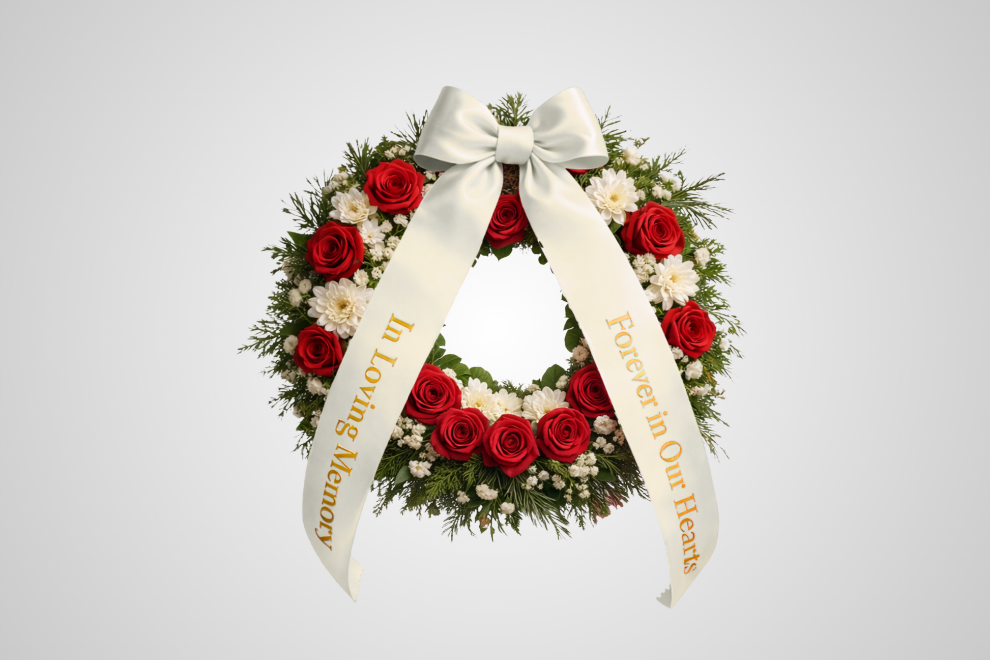 Ivory ECO satin bouquet ribbon with custom print from JM Band®.