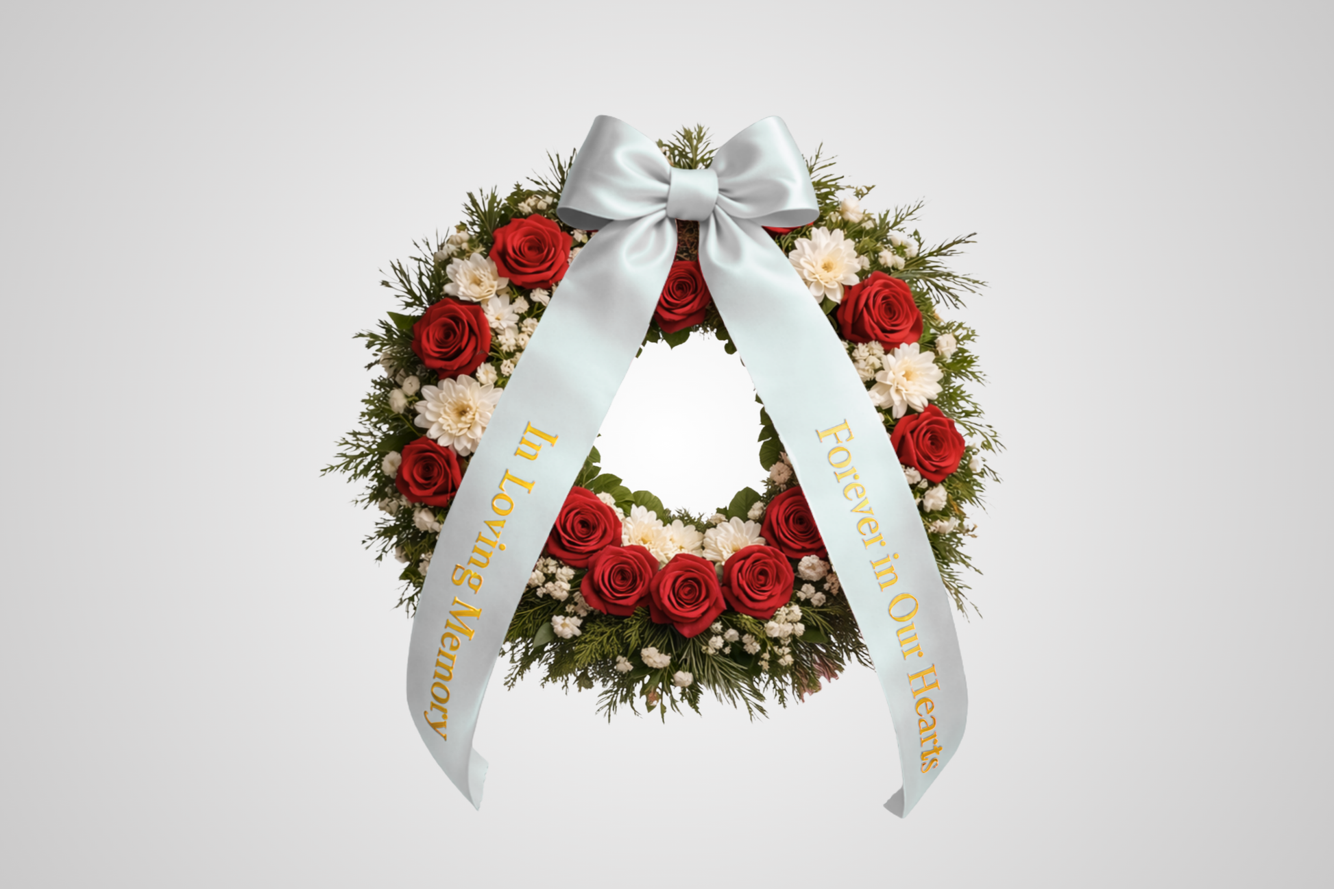 Eco-friendly satin bouquet ribbon with custom design in grey from JM Band®.