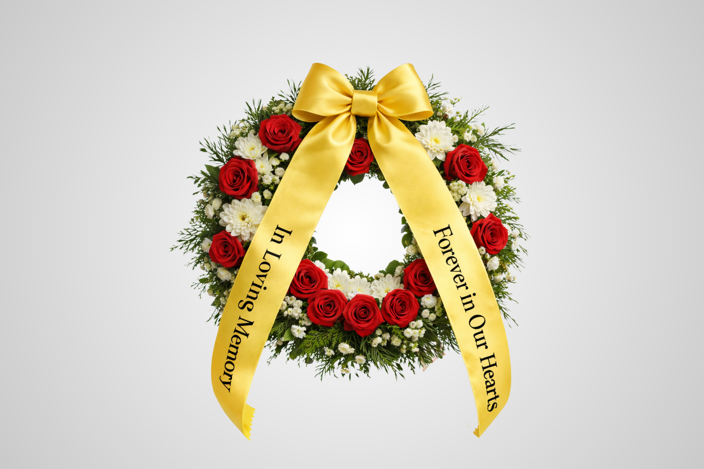 Yellow eco-friendly satin bouquet ribbon with custom print from JM Band®.