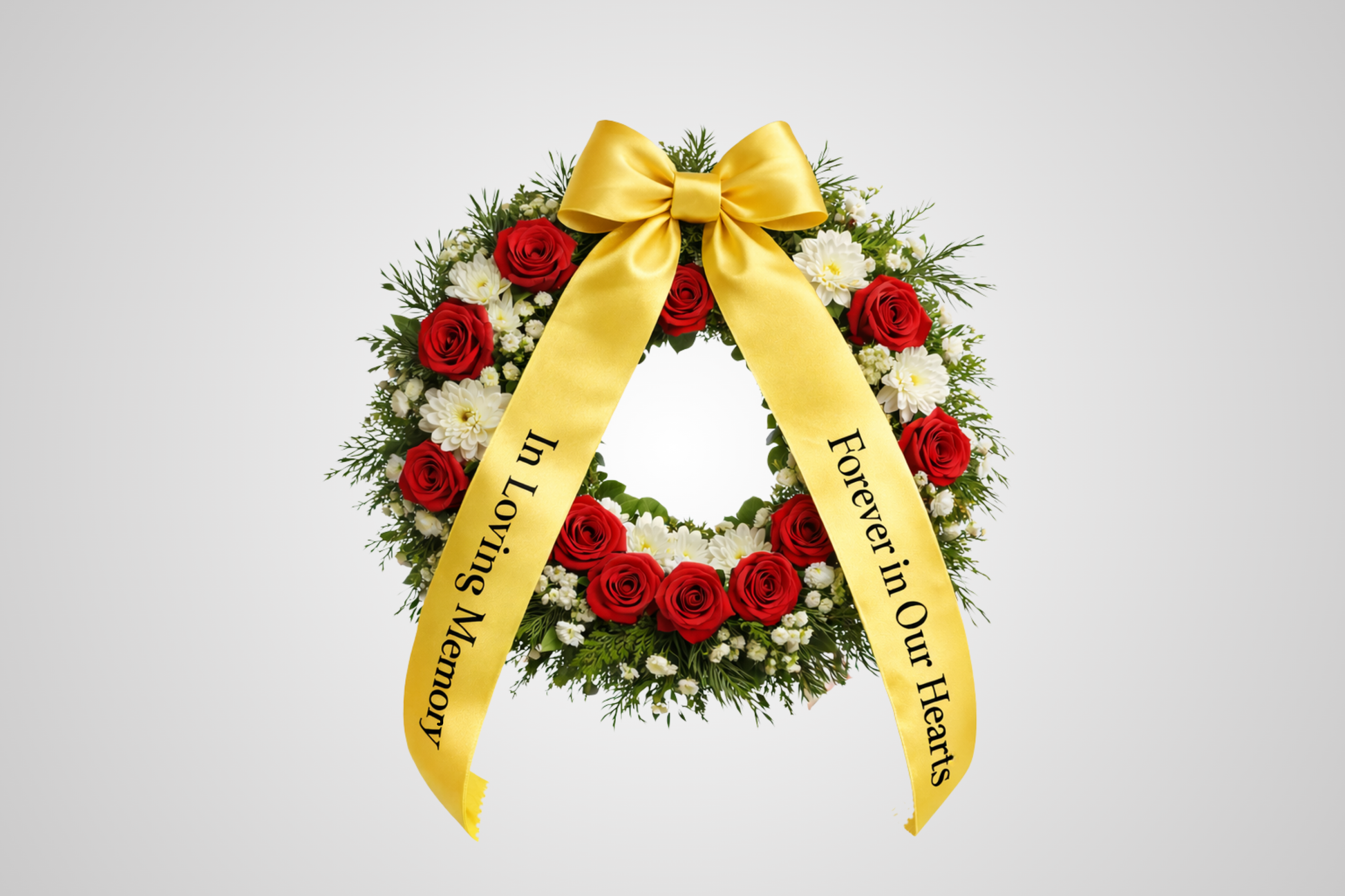 Yellow eco-friendly satin bouquet ribbon with custom print from JM Band®.