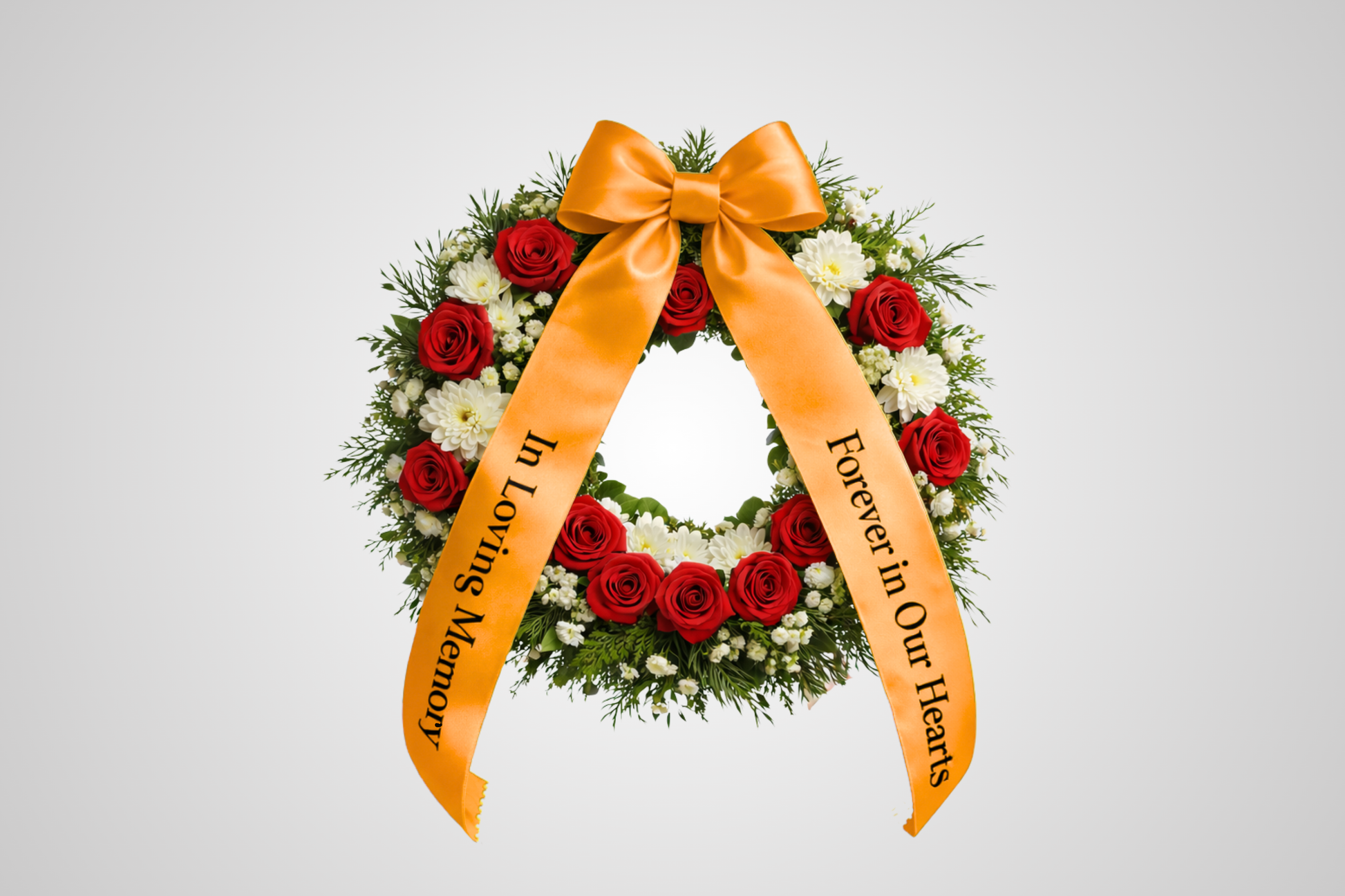 Orange ECO satin bouquet ribbon with custom print from JM Band®.