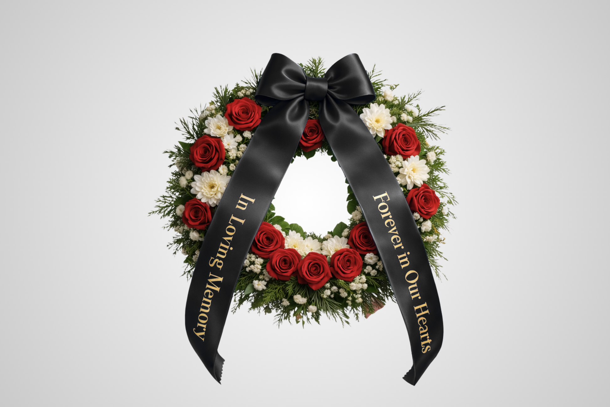 Black eco-friendly satin printed bouquet ribbon with custom design from JM Band®.