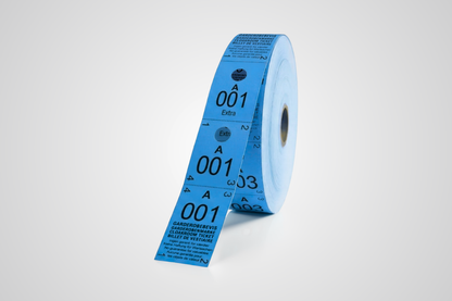 Cloakroom tickets 3-parts in blue color 500 pieces.