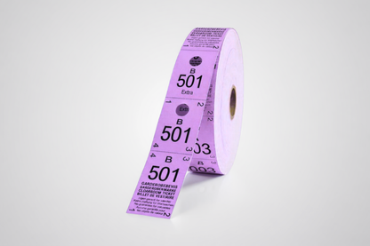 Cloakroom tickets 3-parts in purple color 500 pieces.