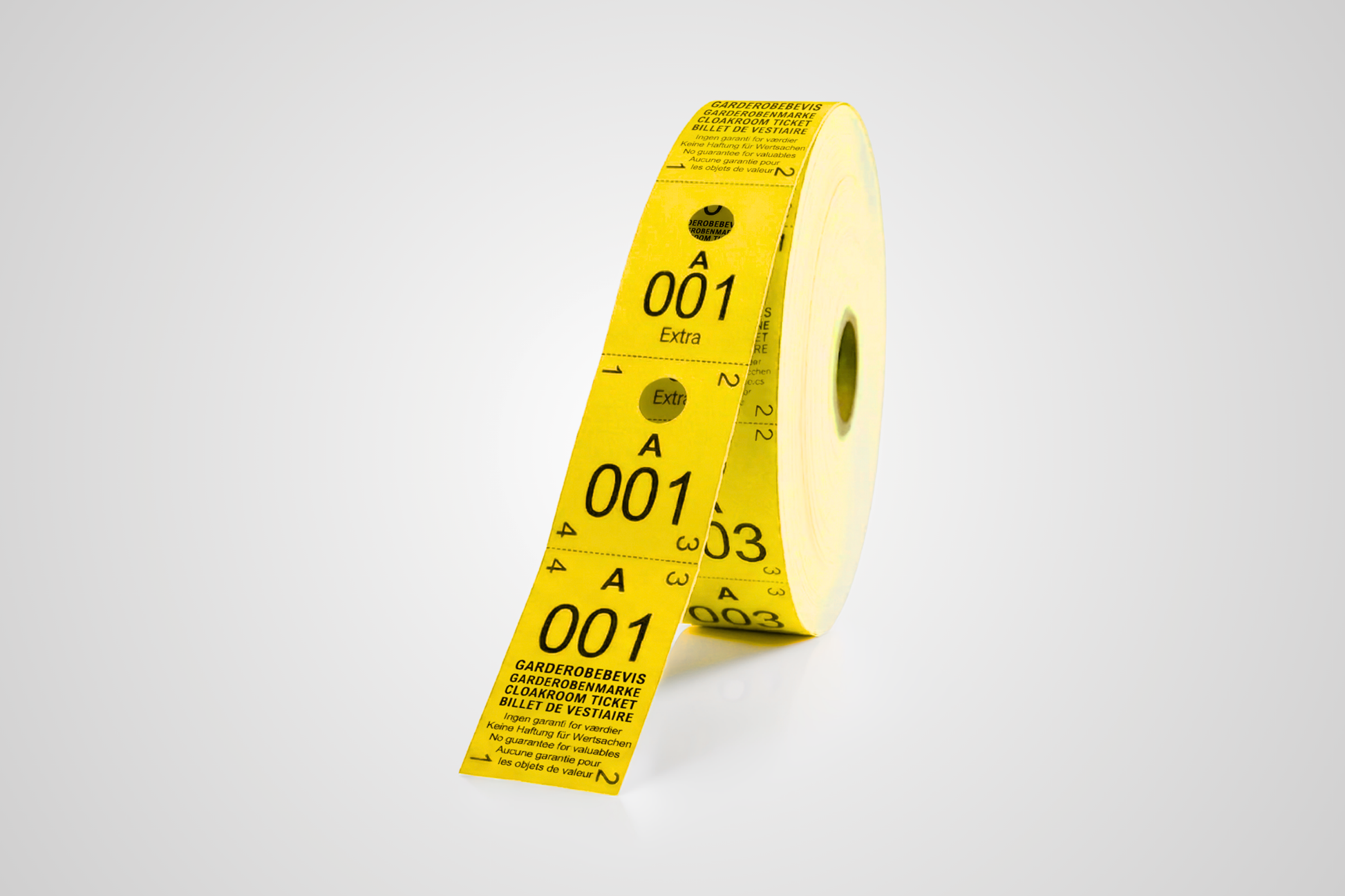 Cloakroom tickets 3-parts in yellow color 500 pieces.