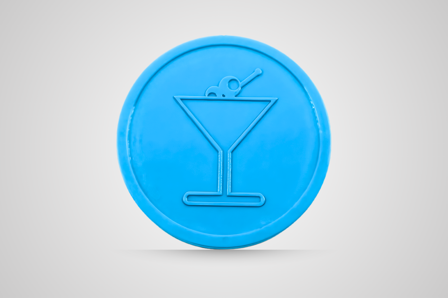 Embossed drink token voucher in cocktail blue from JM Band®.