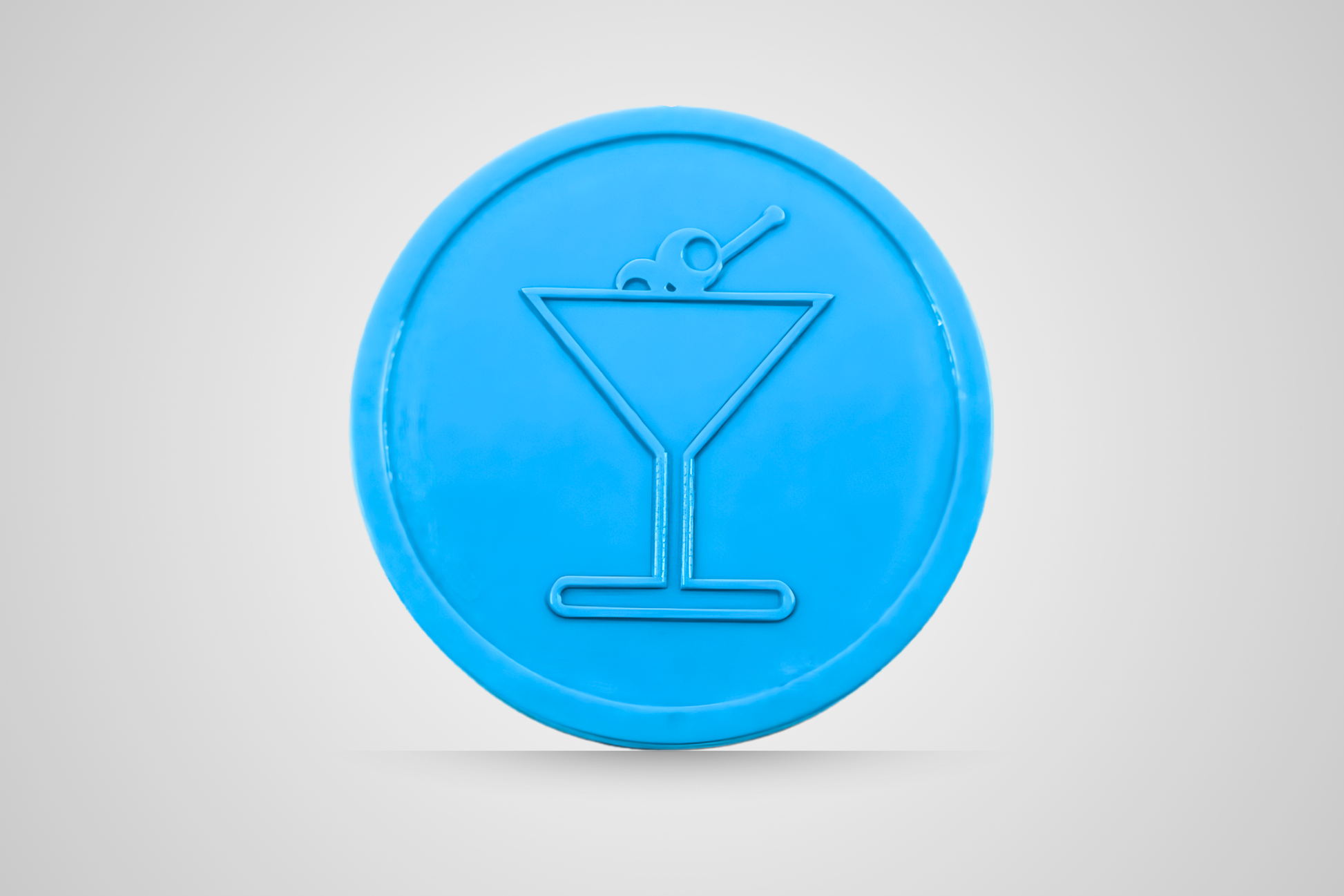 Embossed drink token voucher in cocktail blue from JM Band®.
