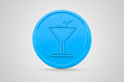 Embossed drink token voucher in cocktail blue from JM Band®.