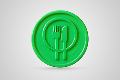 Embossed drink token voucher in food green from JM Band®.