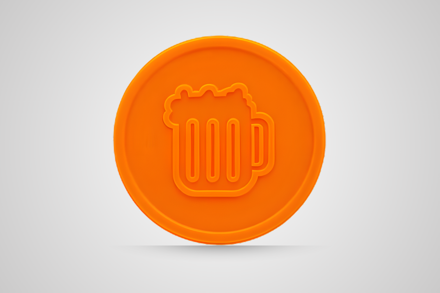 Embossed orange drink token voucher for beer from JM Band®.