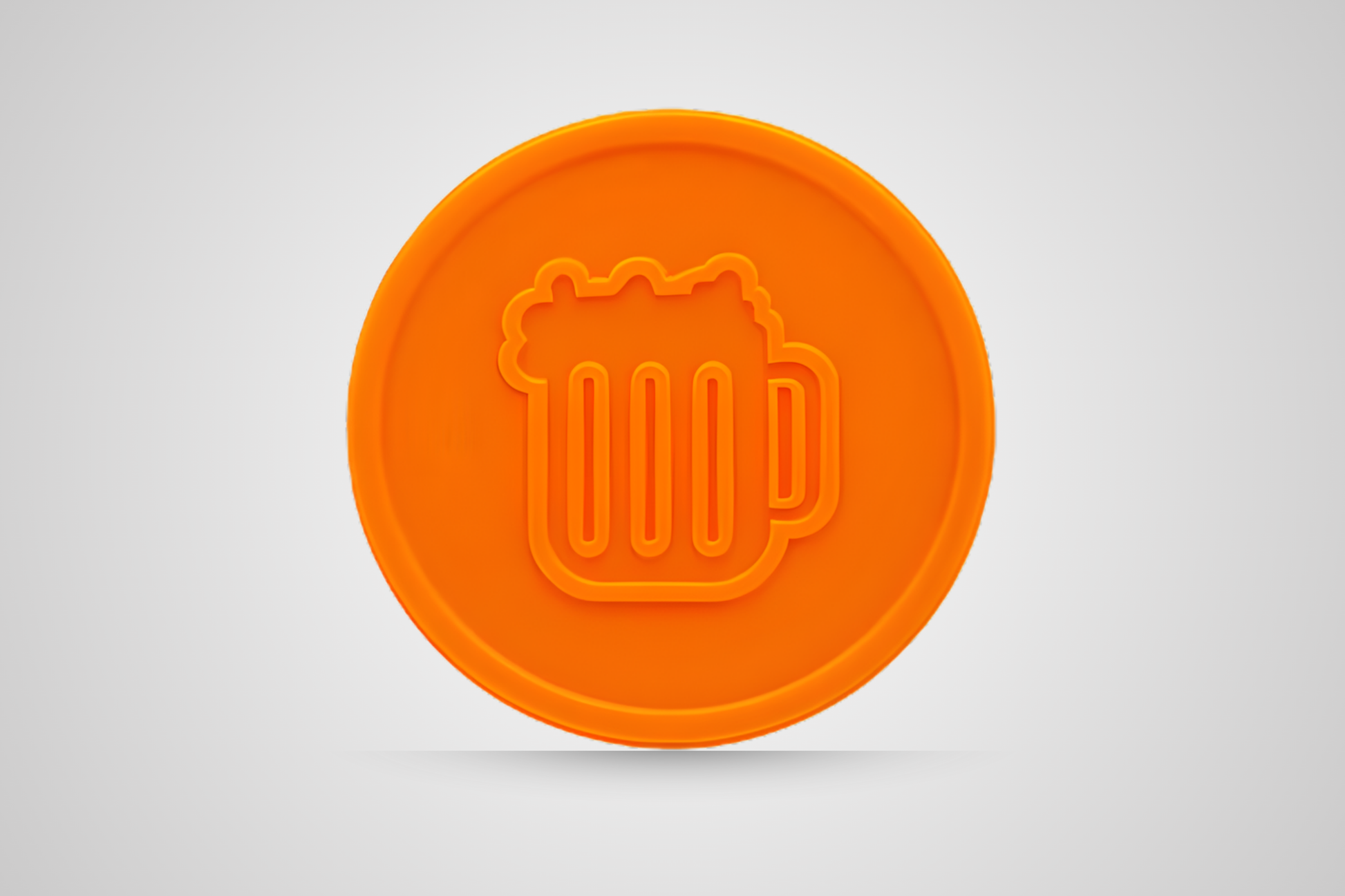 Embossed orange drink token voucher for beer from JM Band®.