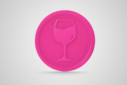 Embossed drink token voucher in pink wine from JM Band®.