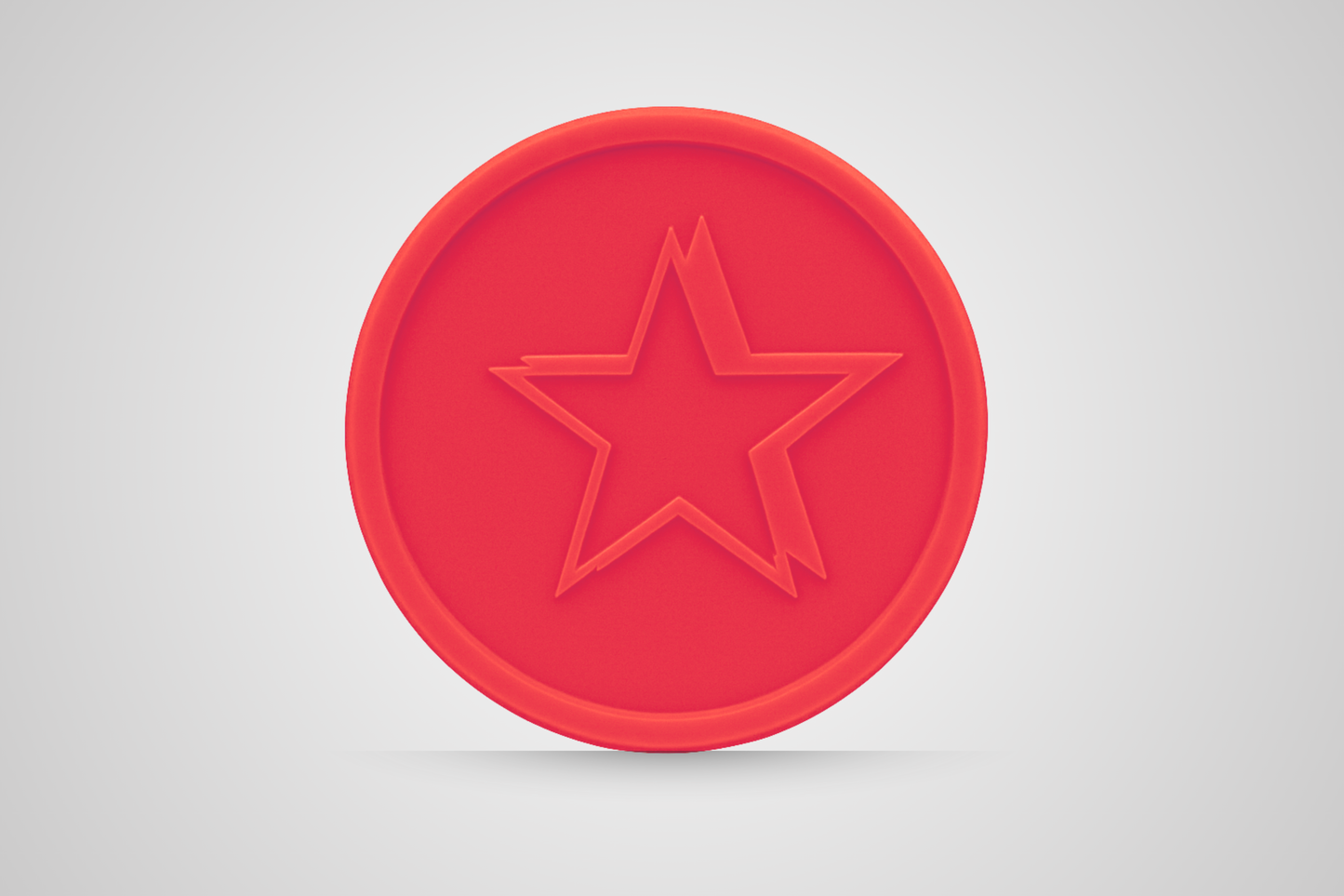 Embossed red star drink token voucher from JM Band®.