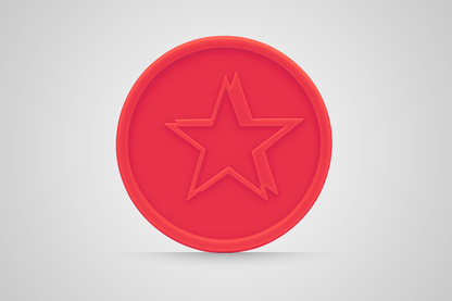 Embossed red star drink token voucher from JM Band®.