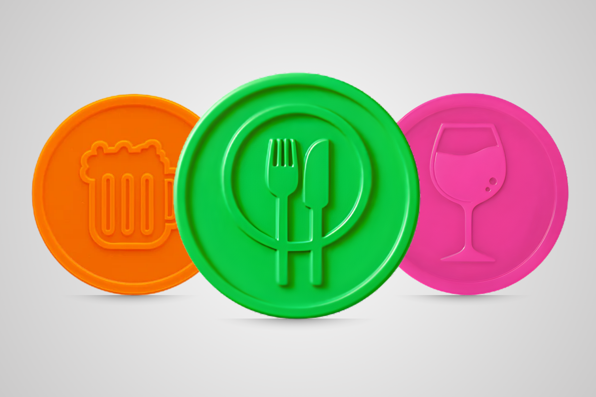 Embossed drink token vouchers from JM Band®.