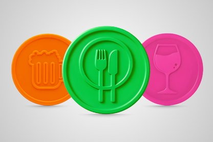 Embossed drink token vouchers from JM Band®.
