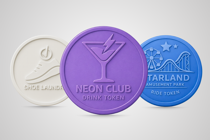Embossed plastic tokens with logo from JM Band®.