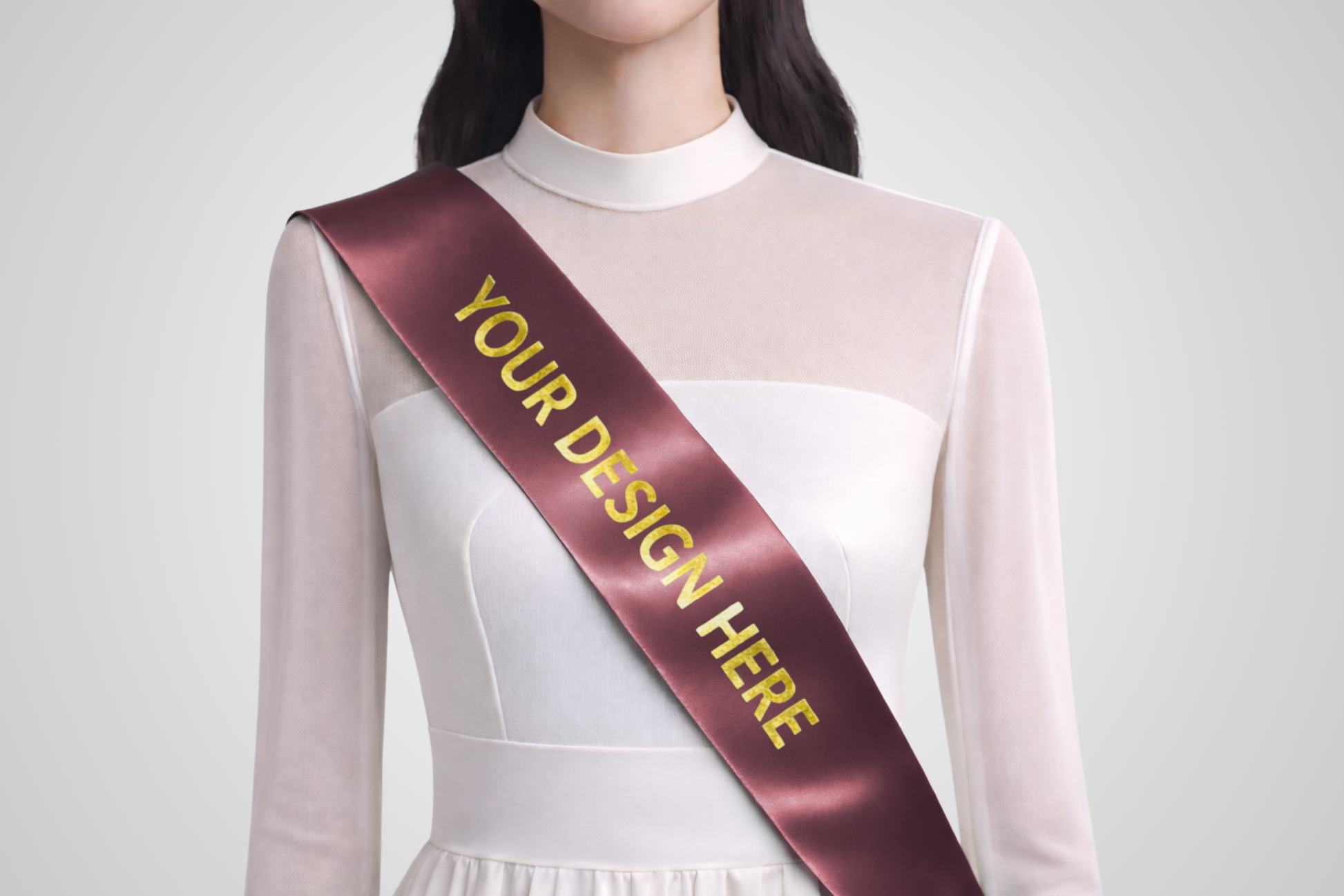 Custom design ECO satin sash in bordeaux from JM Band®.