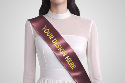 Custom design ECO satin sash in bordeaux from JM Band®.