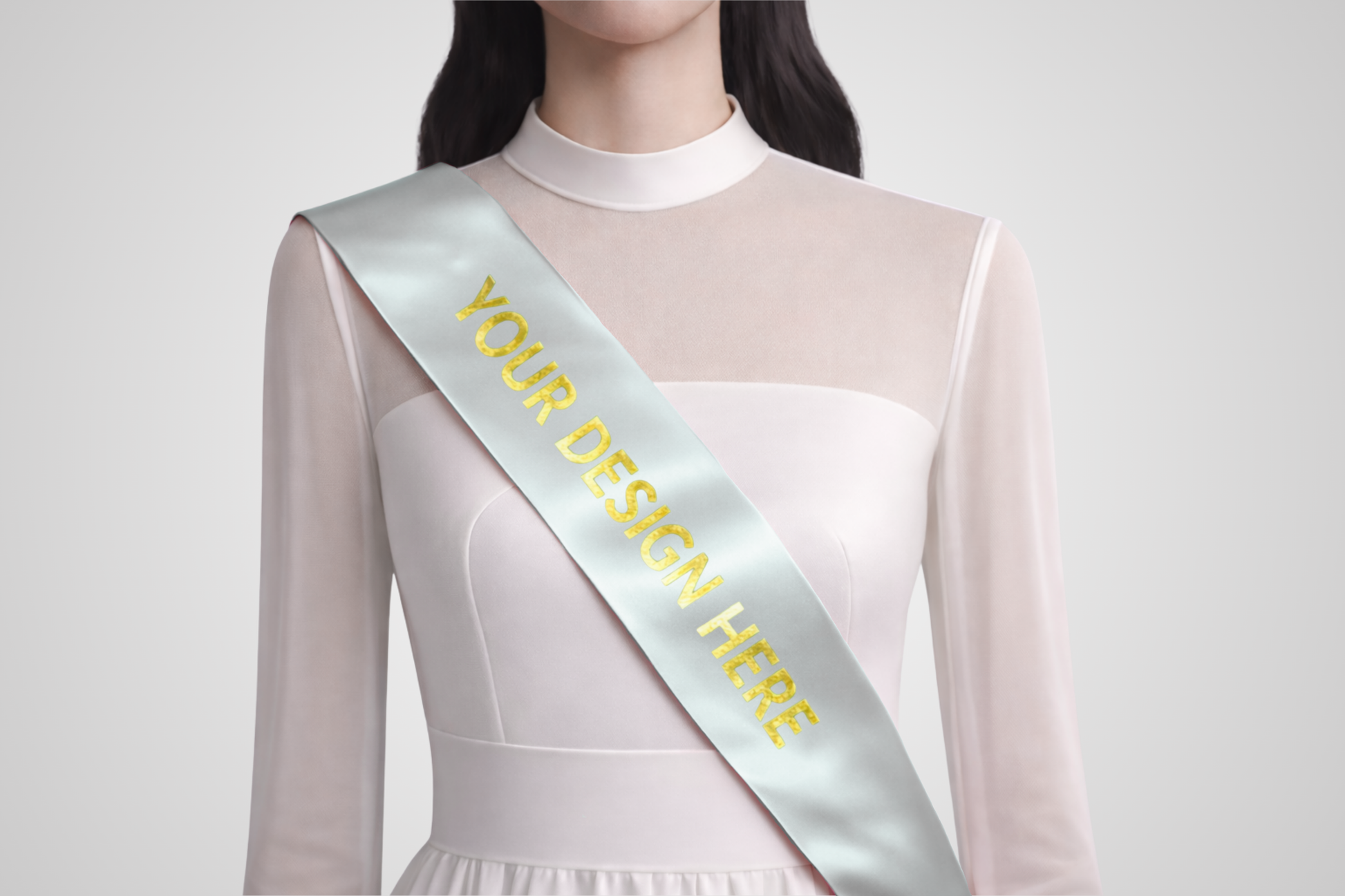Grey custom design eco-friendly satin sash from JM Band®.