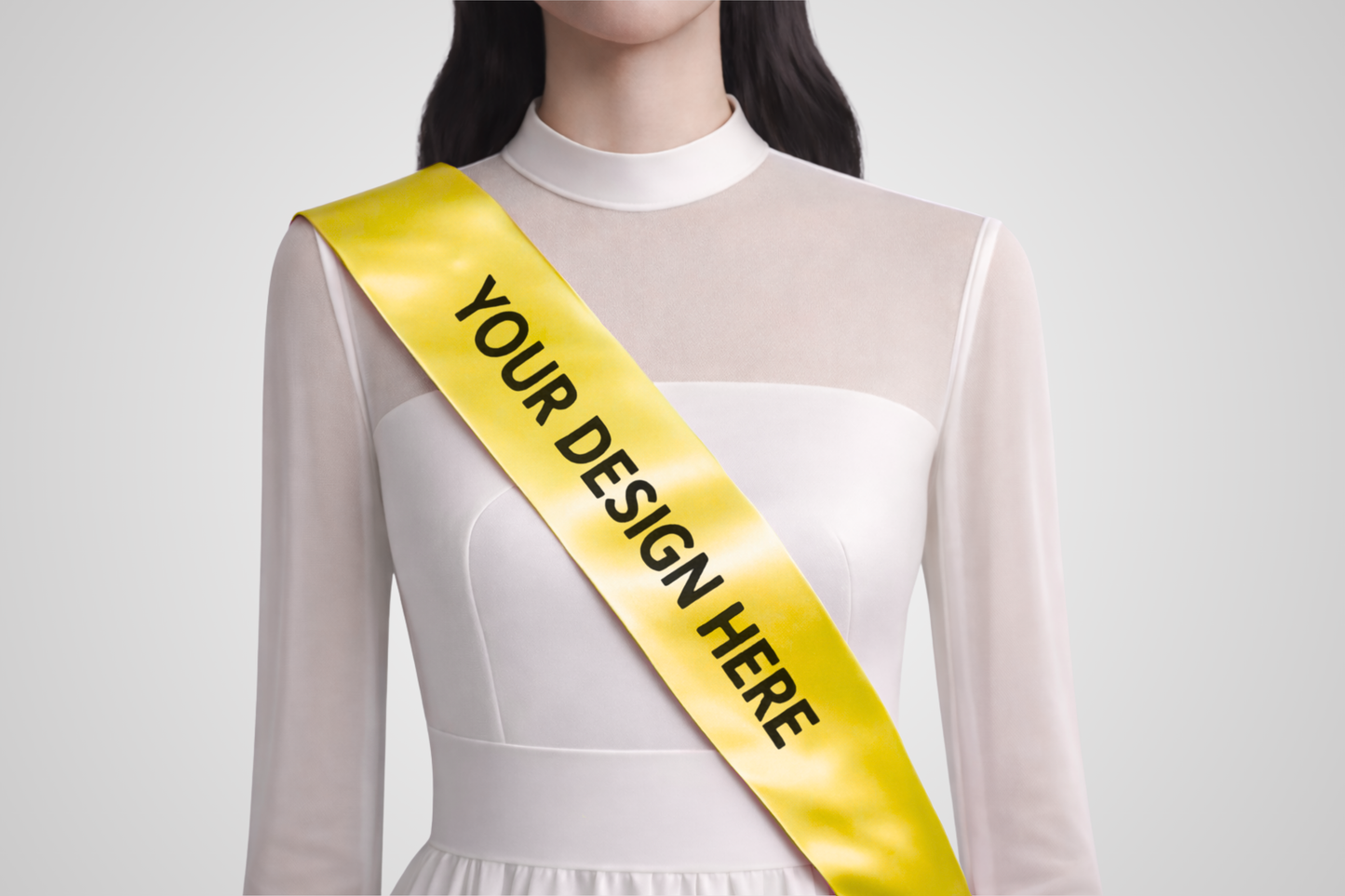Yellow ECO satin sash with custom design from JM Band®.