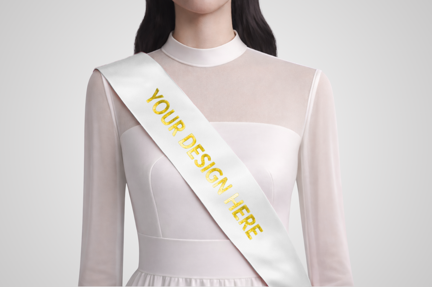 Customizable white ECO satin sash from JM Band®.