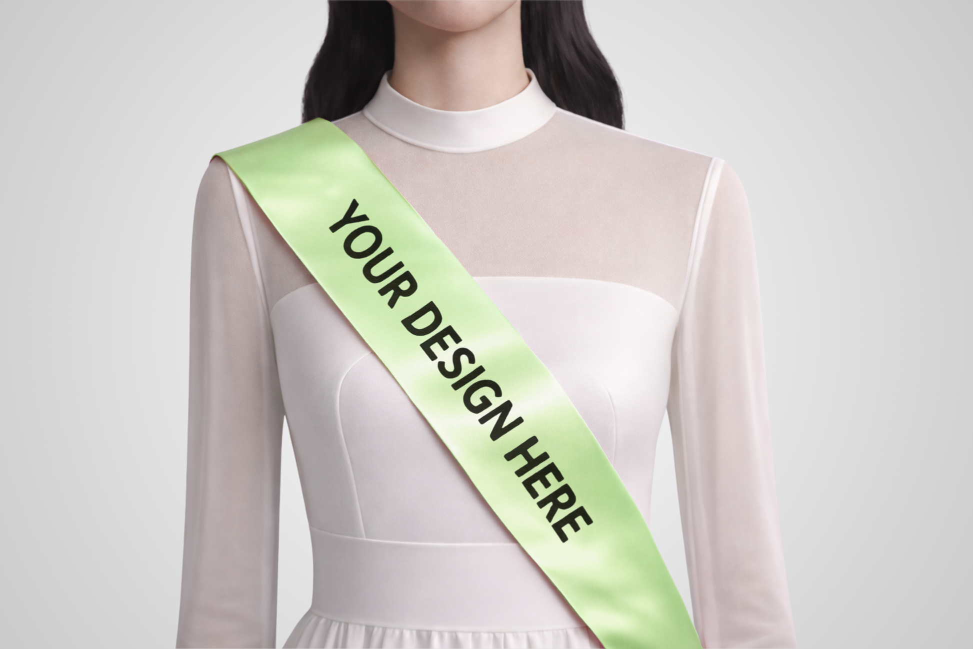 Custom design ECO satin sash in light green from JM Band®.