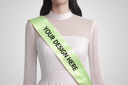 Custom design ECO satin sash in light green from JM Band®.