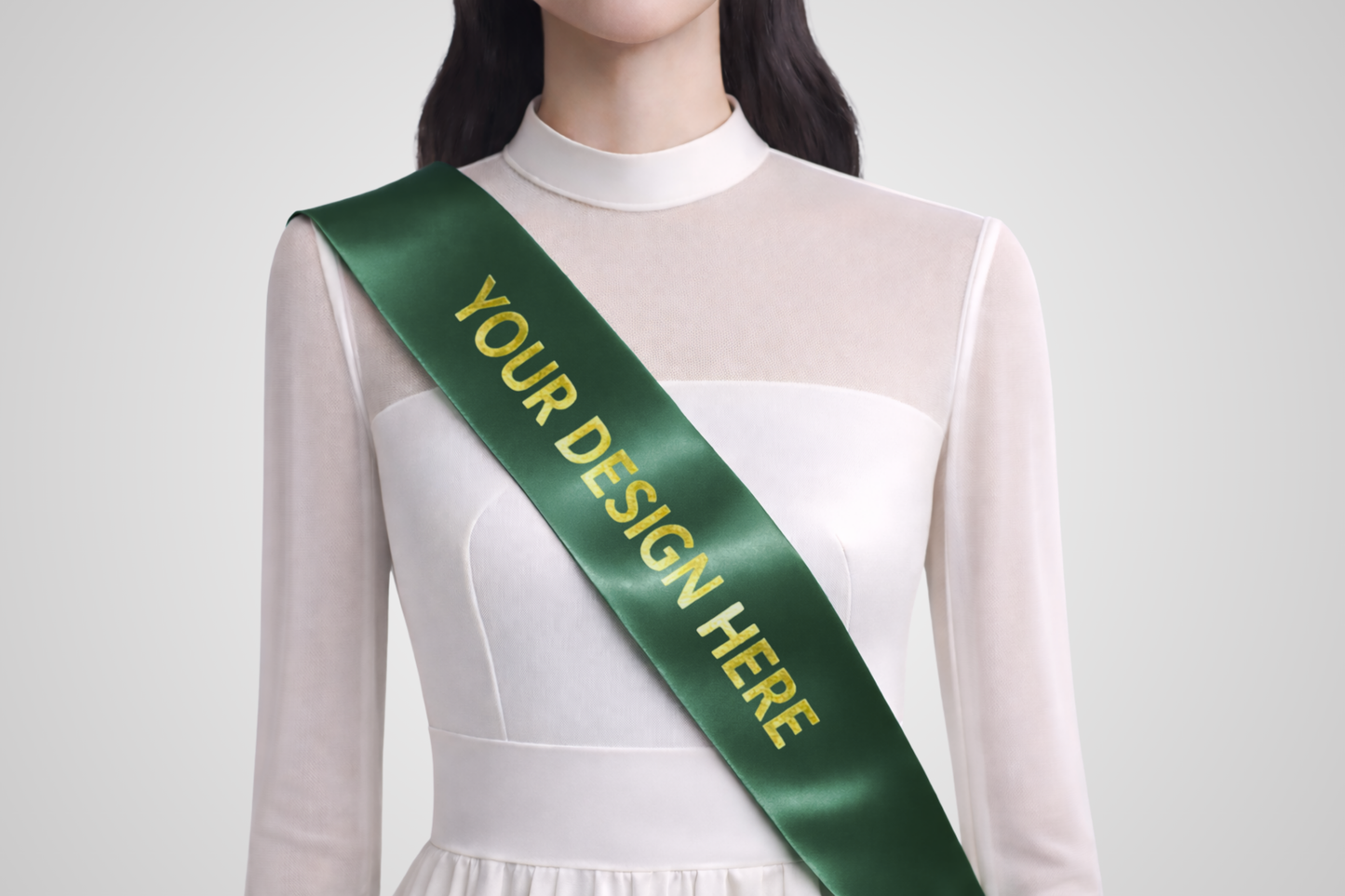 Dark green ECO satin custom design sash from JM Band®.