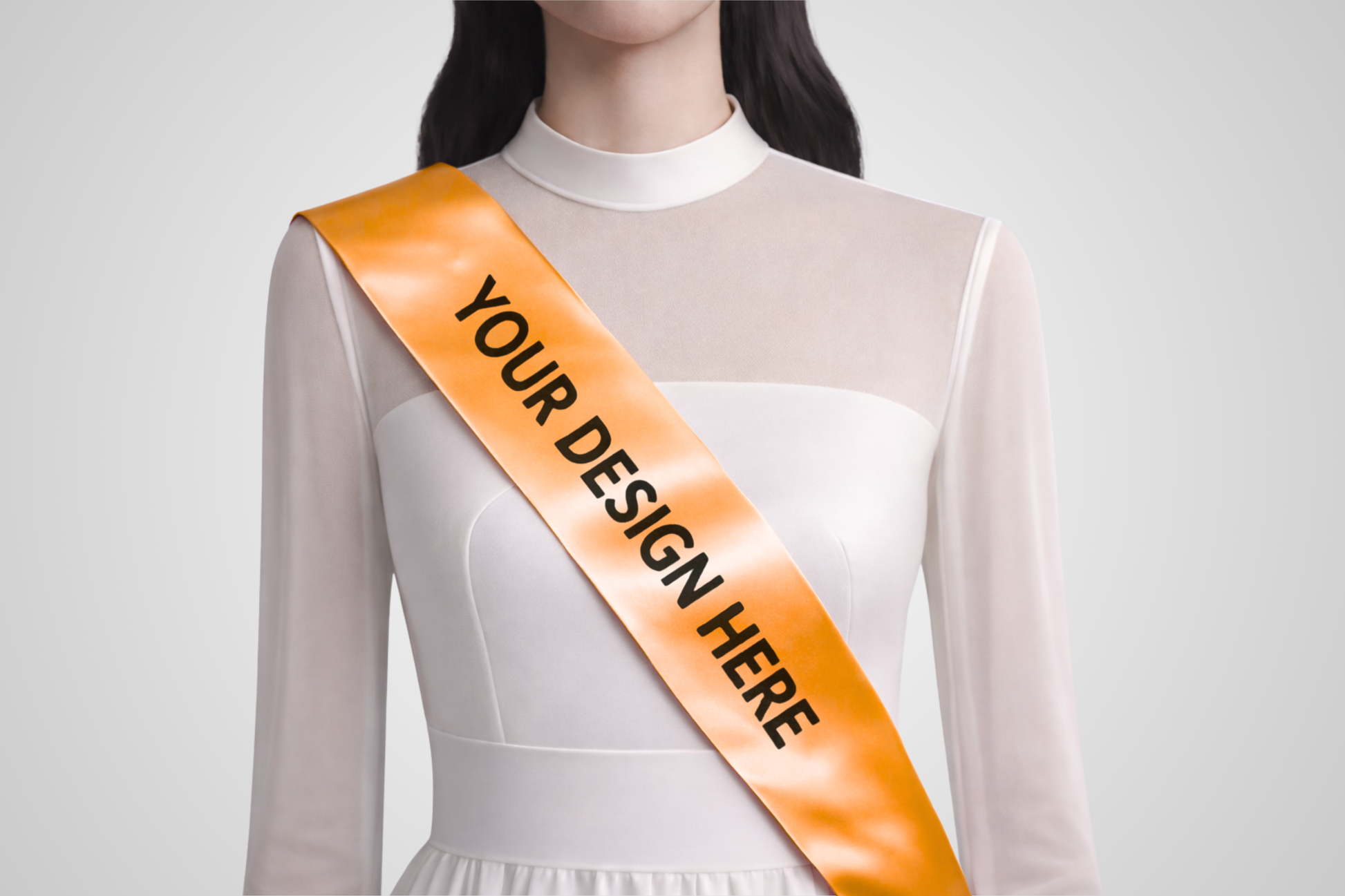 Orange eco-satin custom design sash from JM Band®.