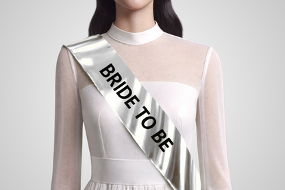 Custom sash with print in metallic silver, design your own from JM Band®.